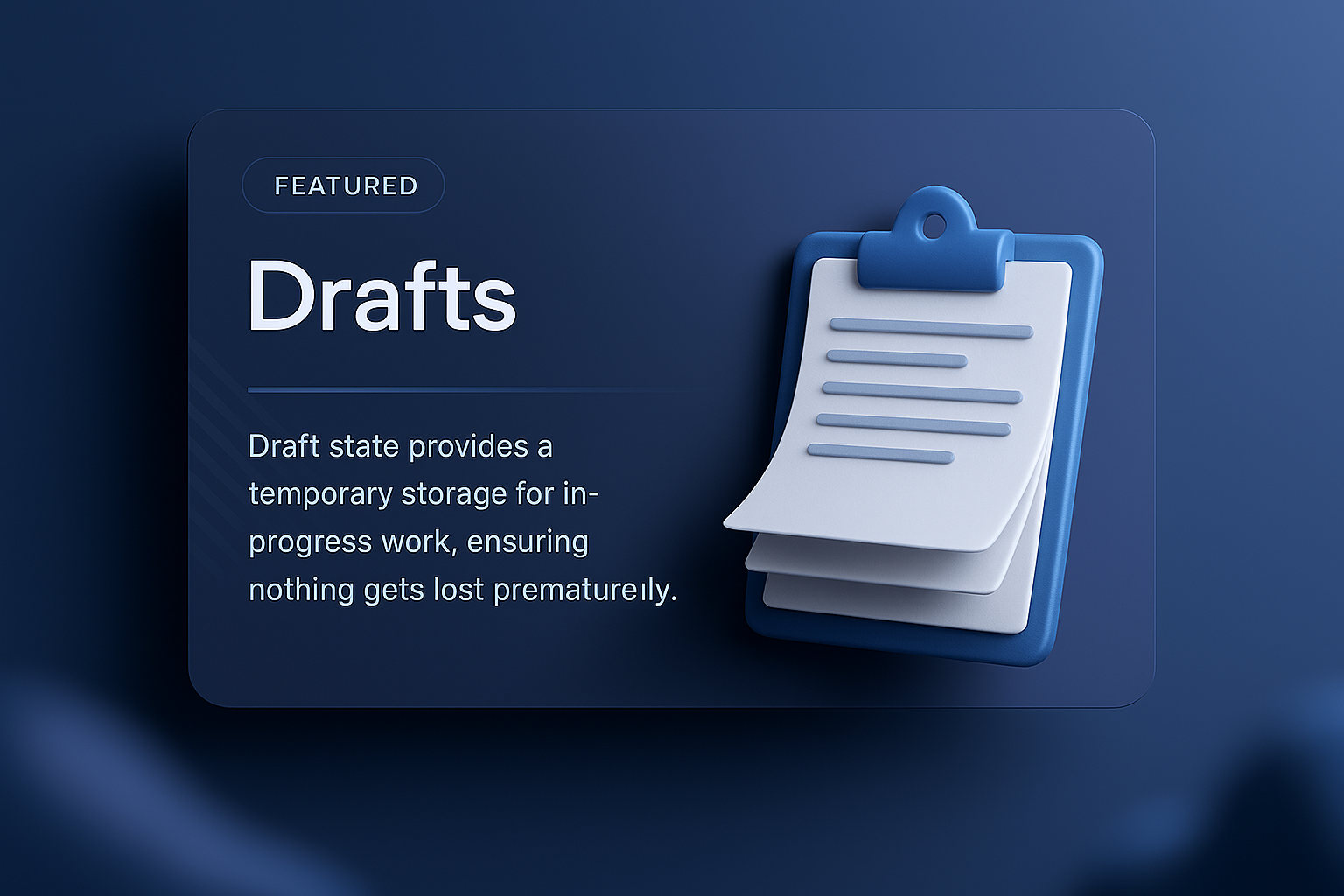 Modern 3D Illustration of Drafts Feature with Gradient Background
