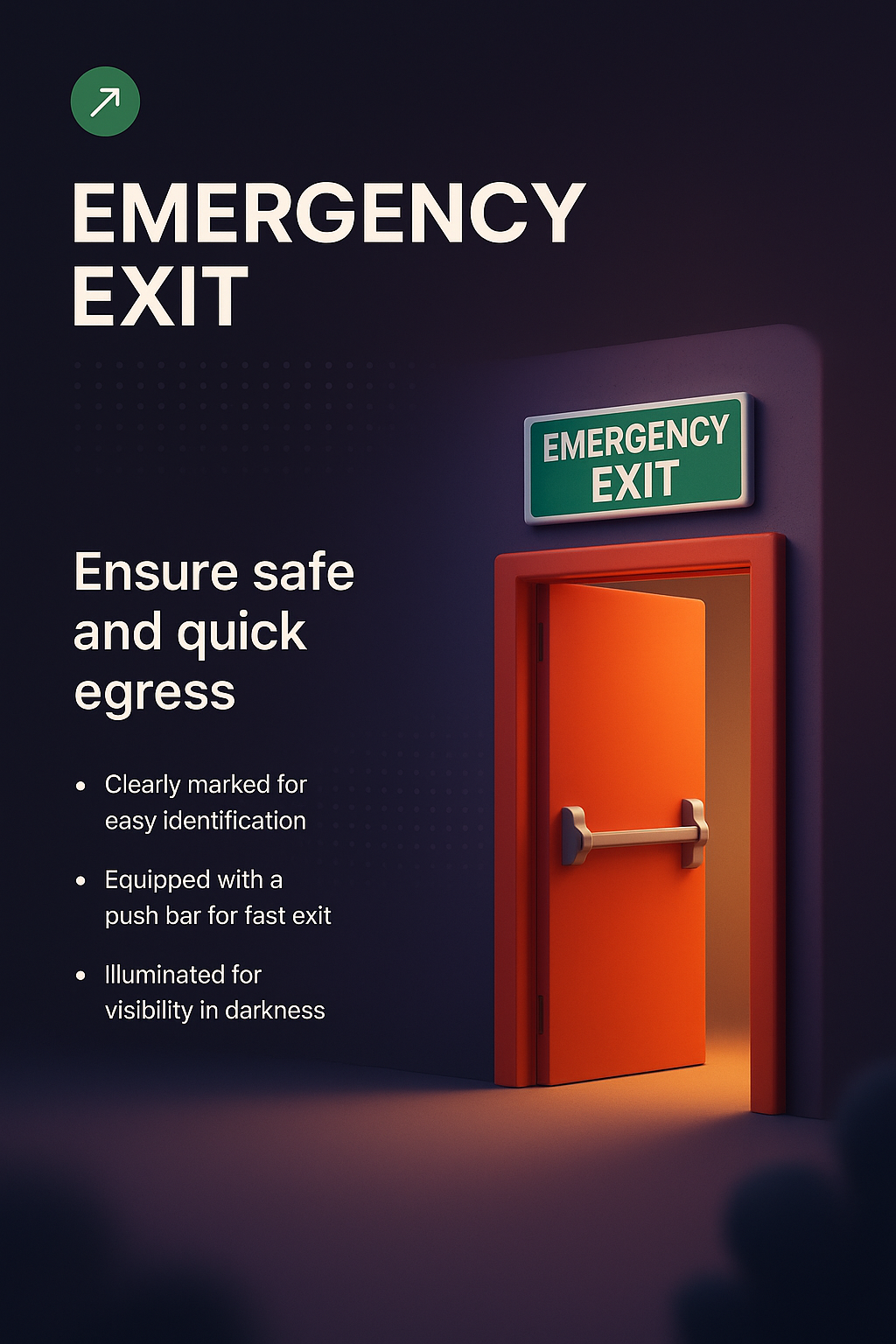 3D Illustration of Emergency Exit Design for Safe Egress