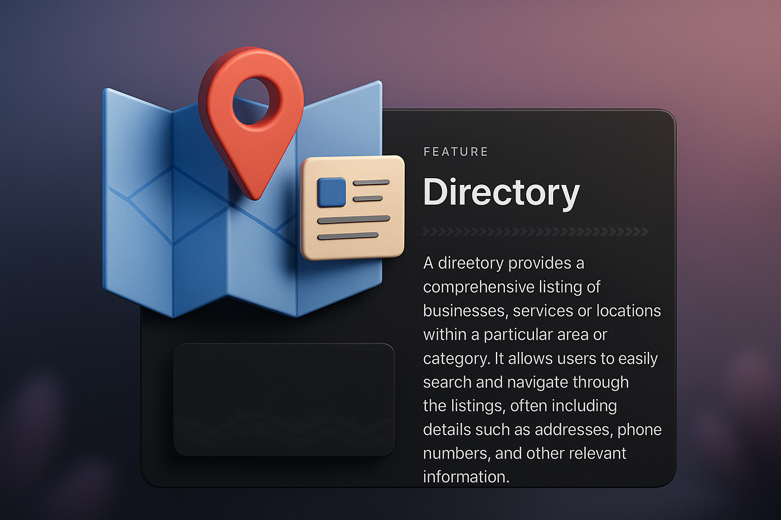 3D Web Design featuring Directory Elements