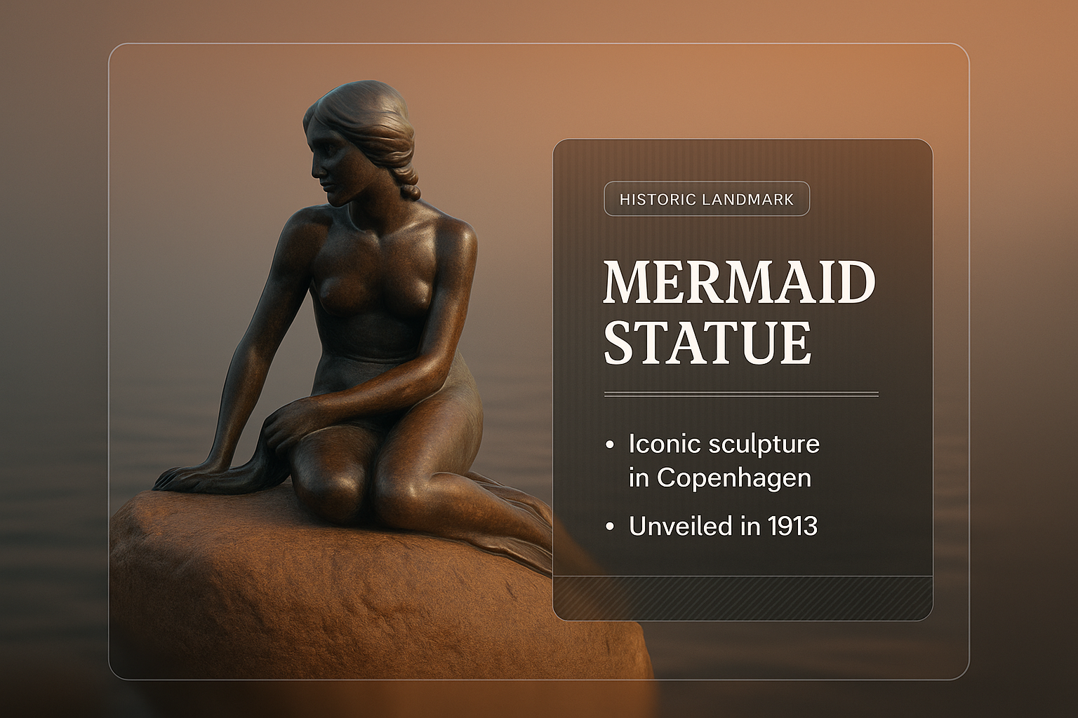 3D Mermaid Statue Illustration with Artistic Design Elements