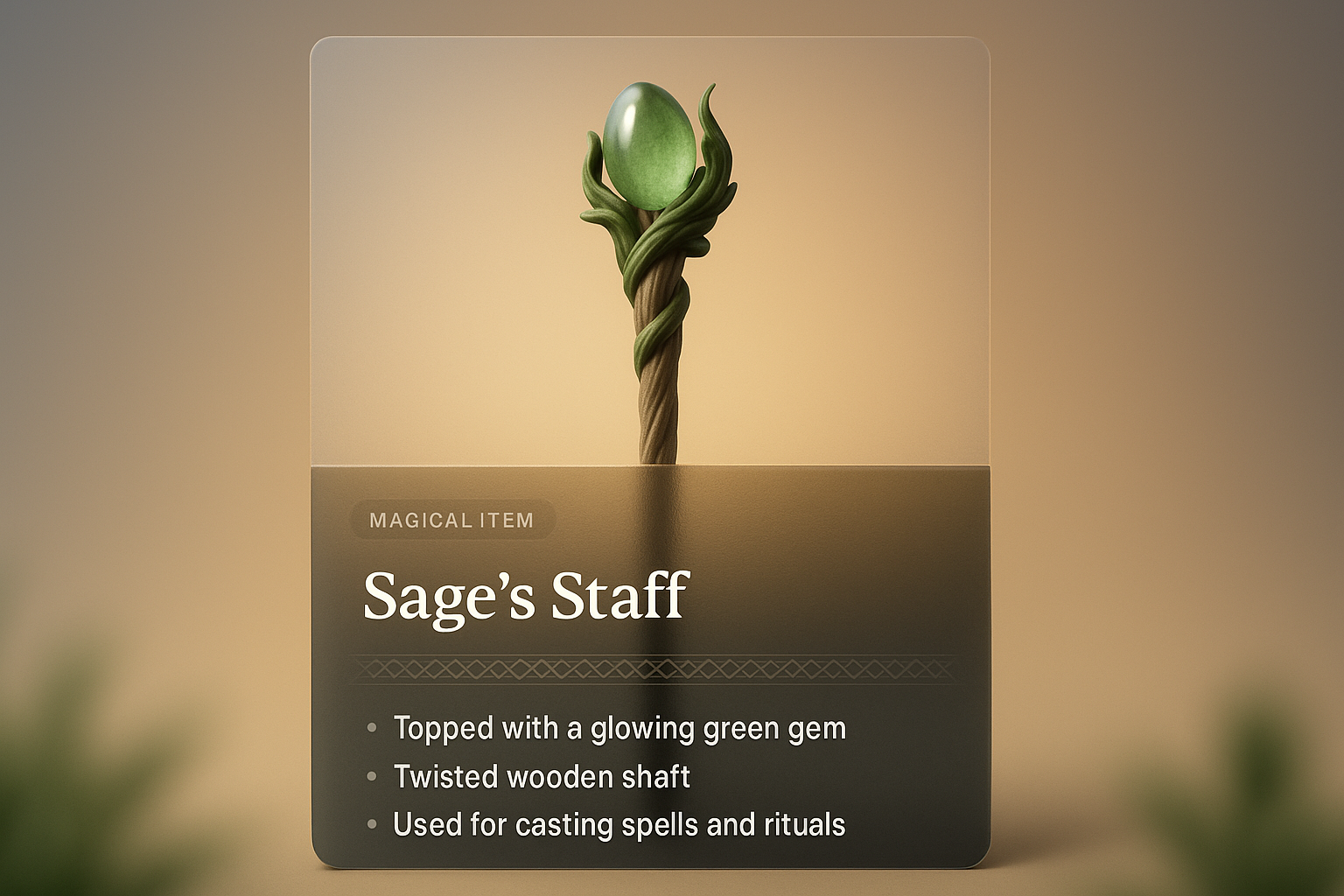 Magical Sage's Staff Featuring a Glowing Gem