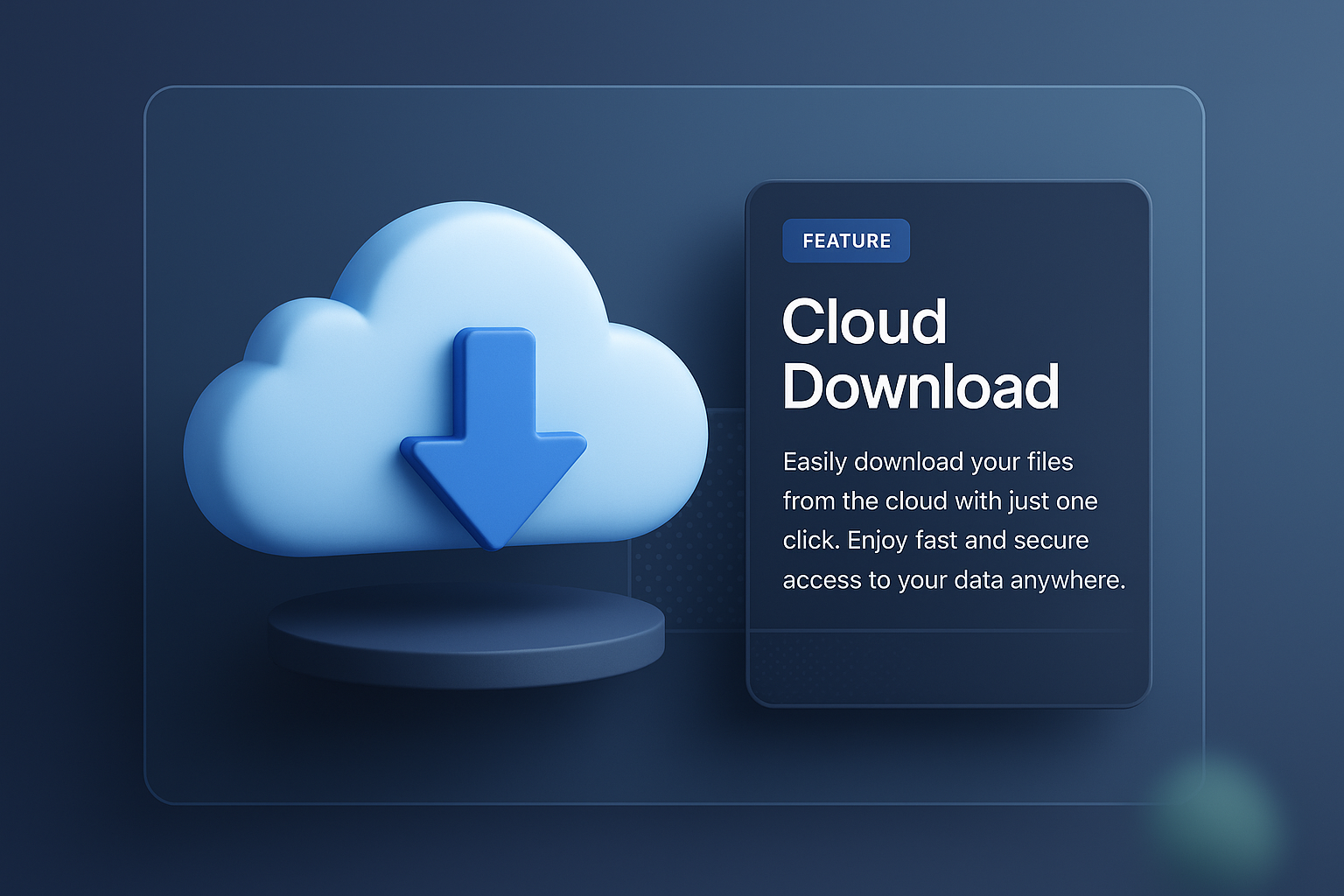 3D Illustration of Cloud Download Feature for Web Page Design