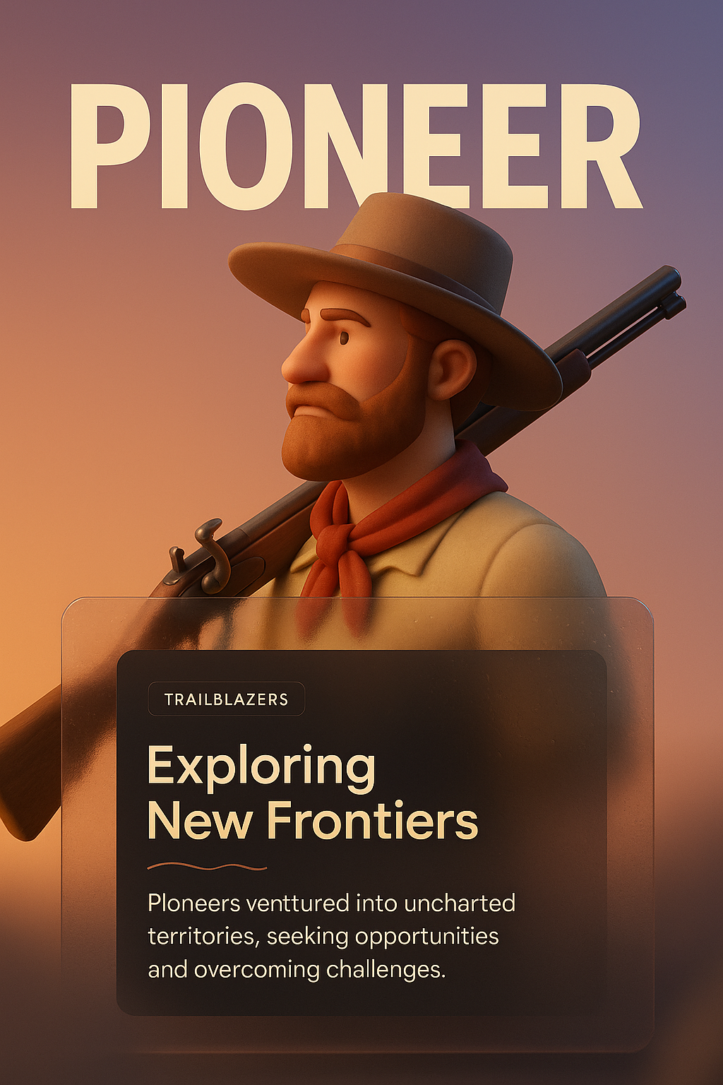 3D Design Featuring a Pioneer in a Layered Composition