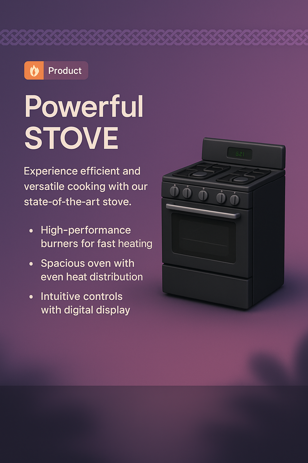 Sleek 3D Stove Design for Modern Kitchens