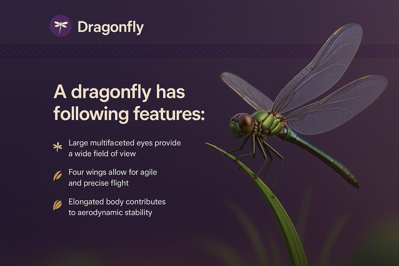Stunning 3D Dragonfly Illustration with Features Overview