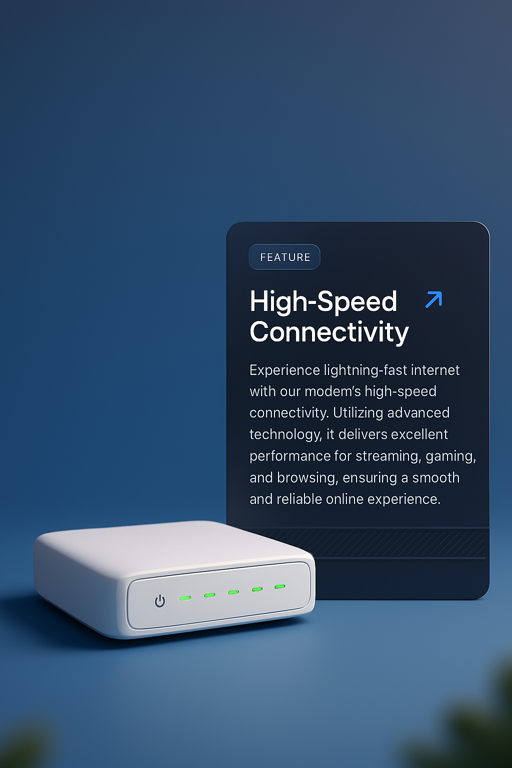 3D Illustration of a Modern Modem with Feature Highlight