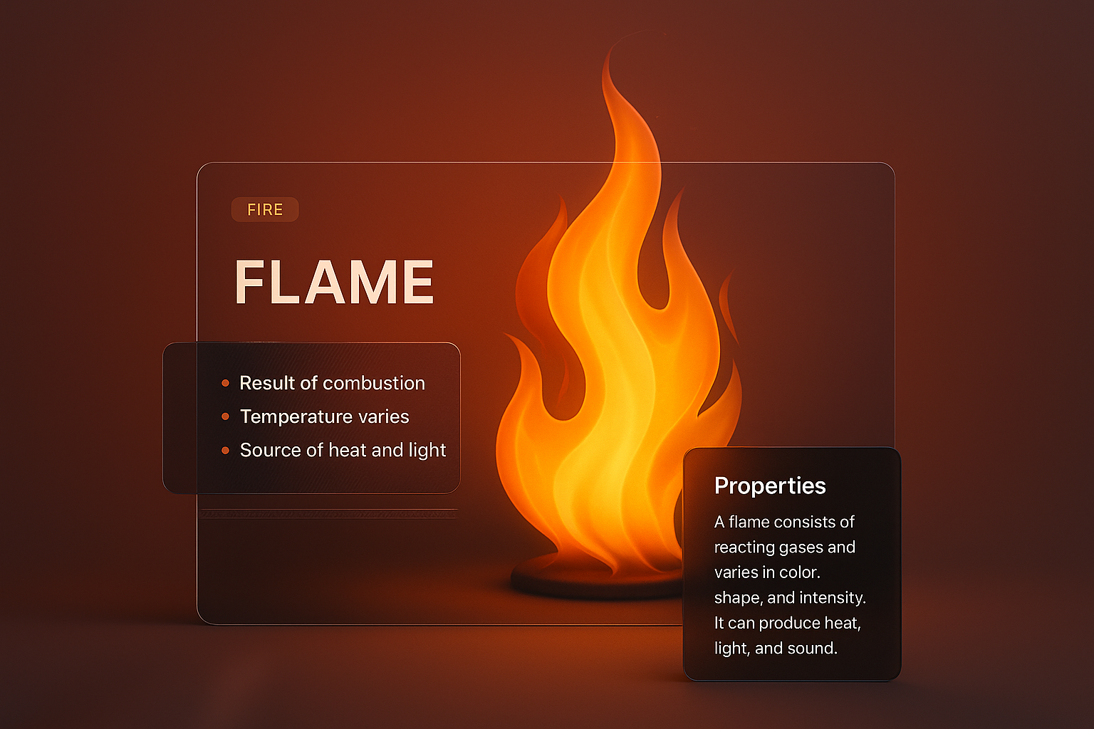 3D Flame Design with Text Integration for Web Page