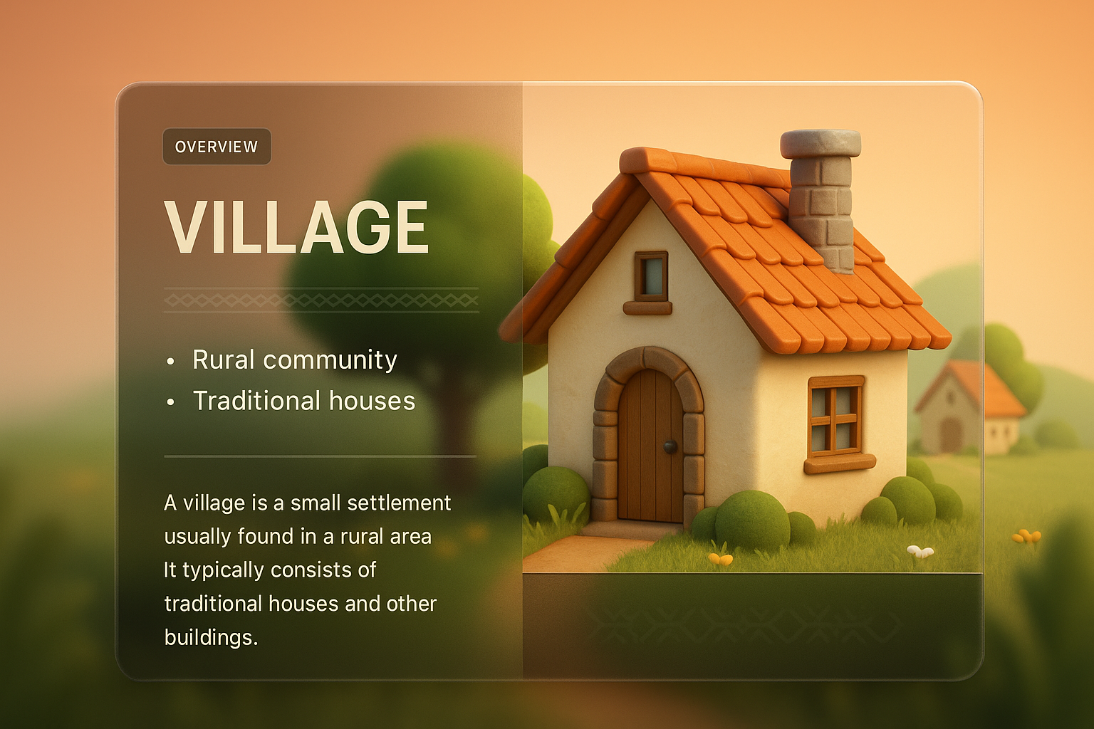 3D Illustration of a Village Web Page Design Concept