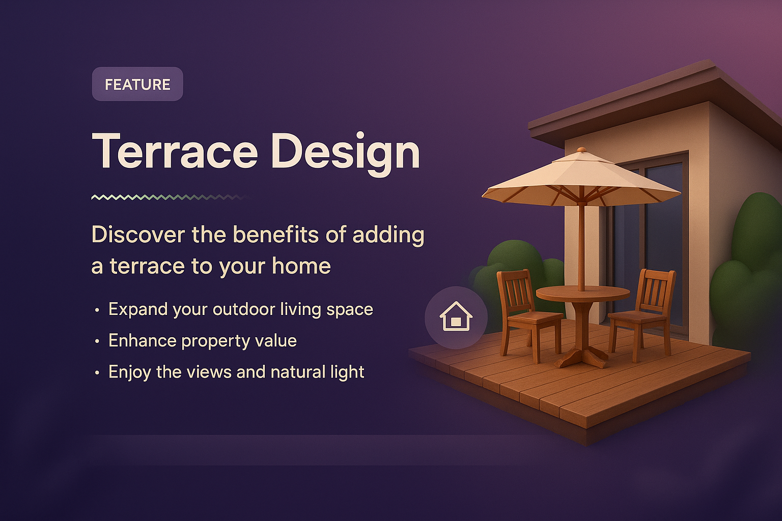 Modern Terrace Design with 3D Illustration for Home Enhancement