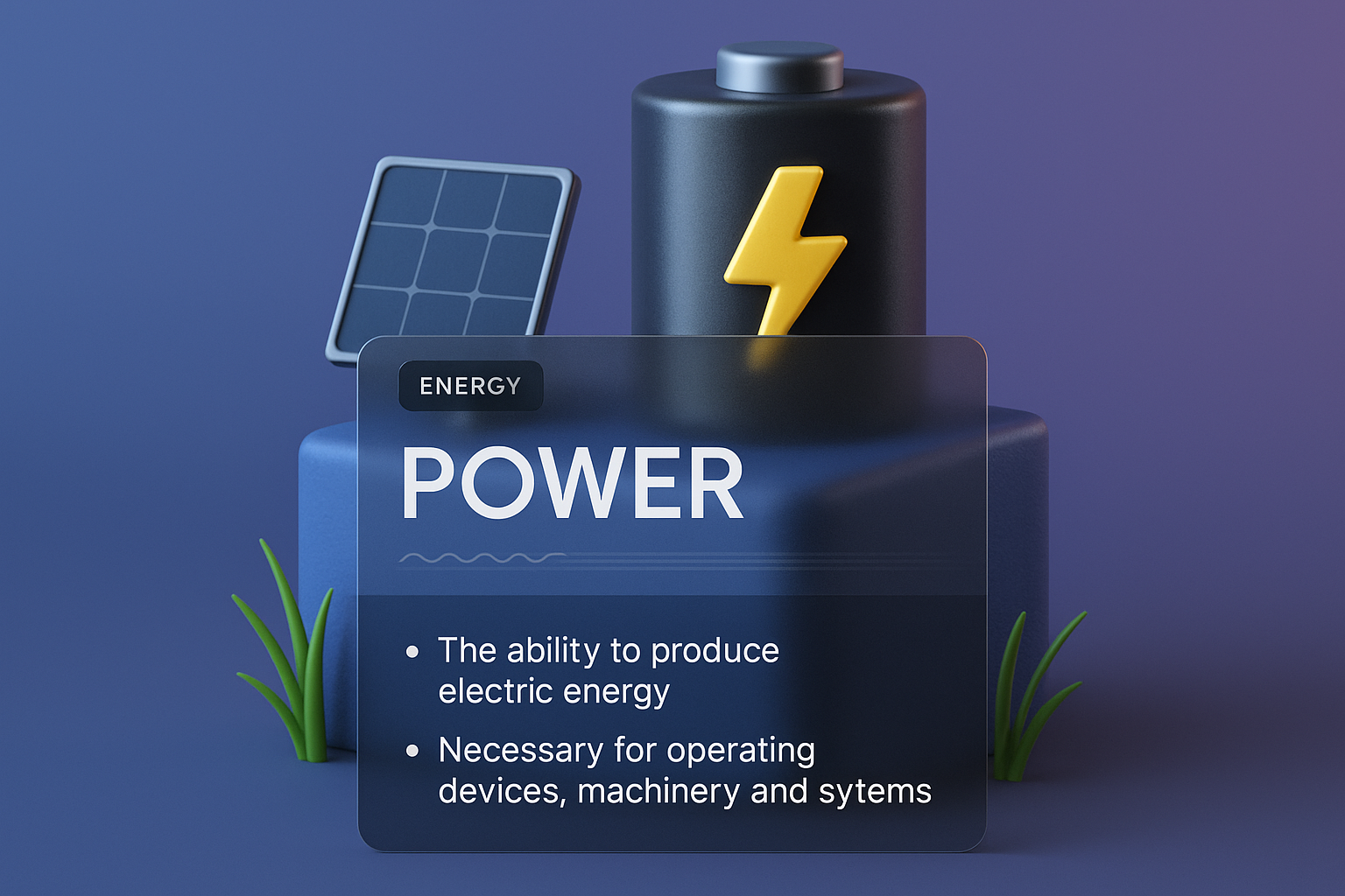 3D Illustration of Power Concept with Energy Elements