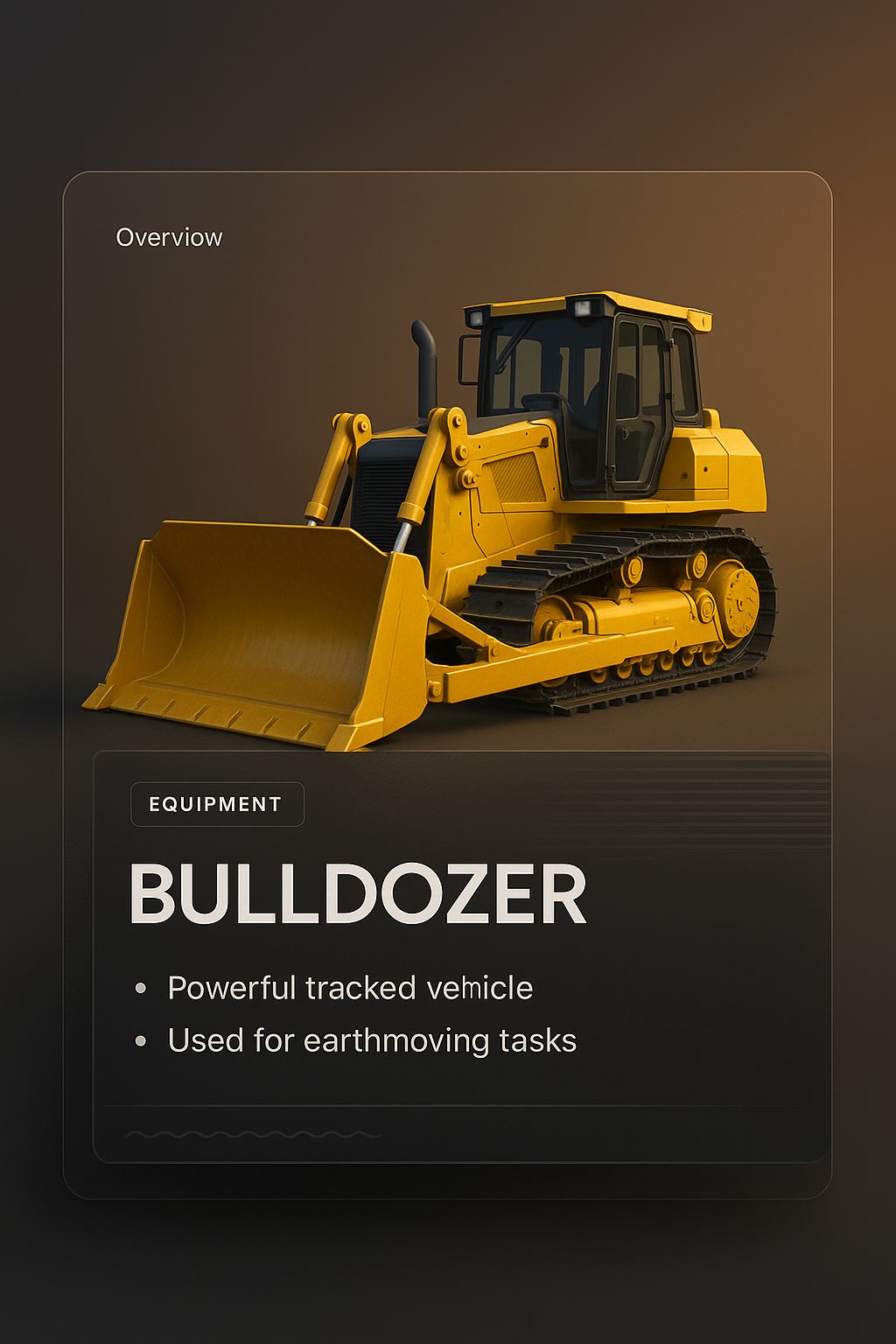 3D Bulldozer Illustration with Informative Overlay