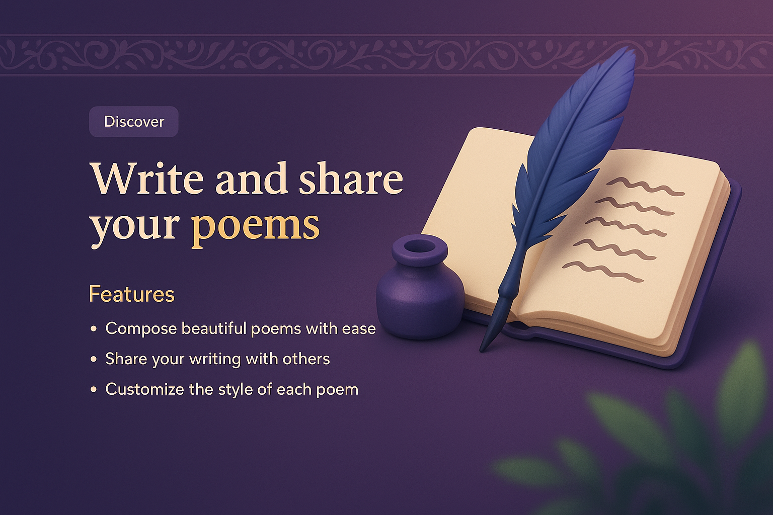 3D Illustration for Poem Sharing Landing Page Design