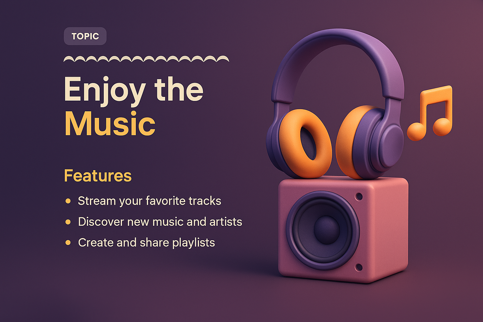 3D Music Illustration for Landing Page Design