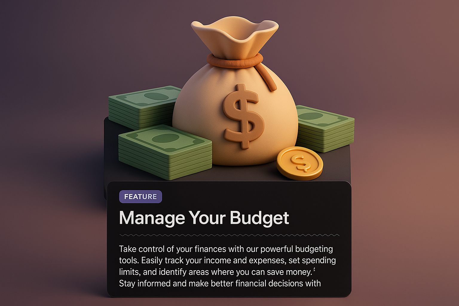3D Budget Management Web Design Concept