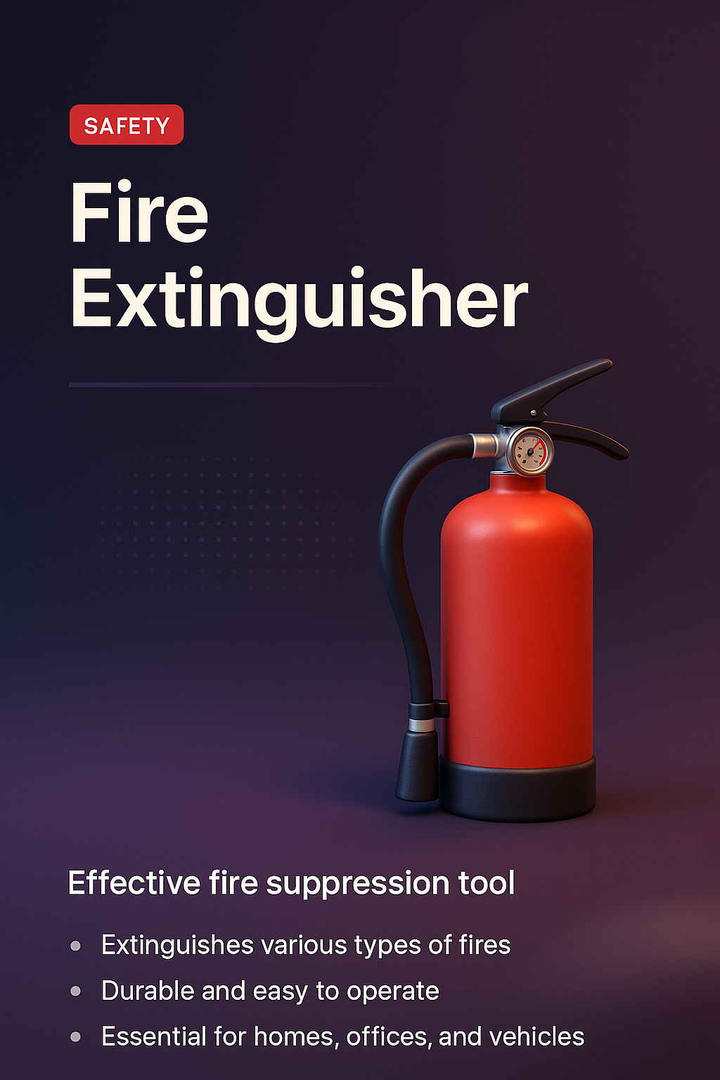 3D Illustration of Fire Extinguisher for Safety Landing Page