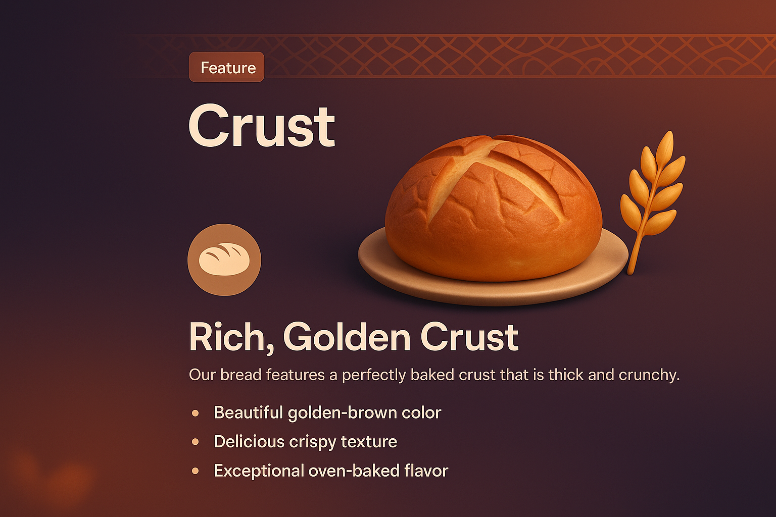 Creative 3D Icon of a Golden Crust Bread
