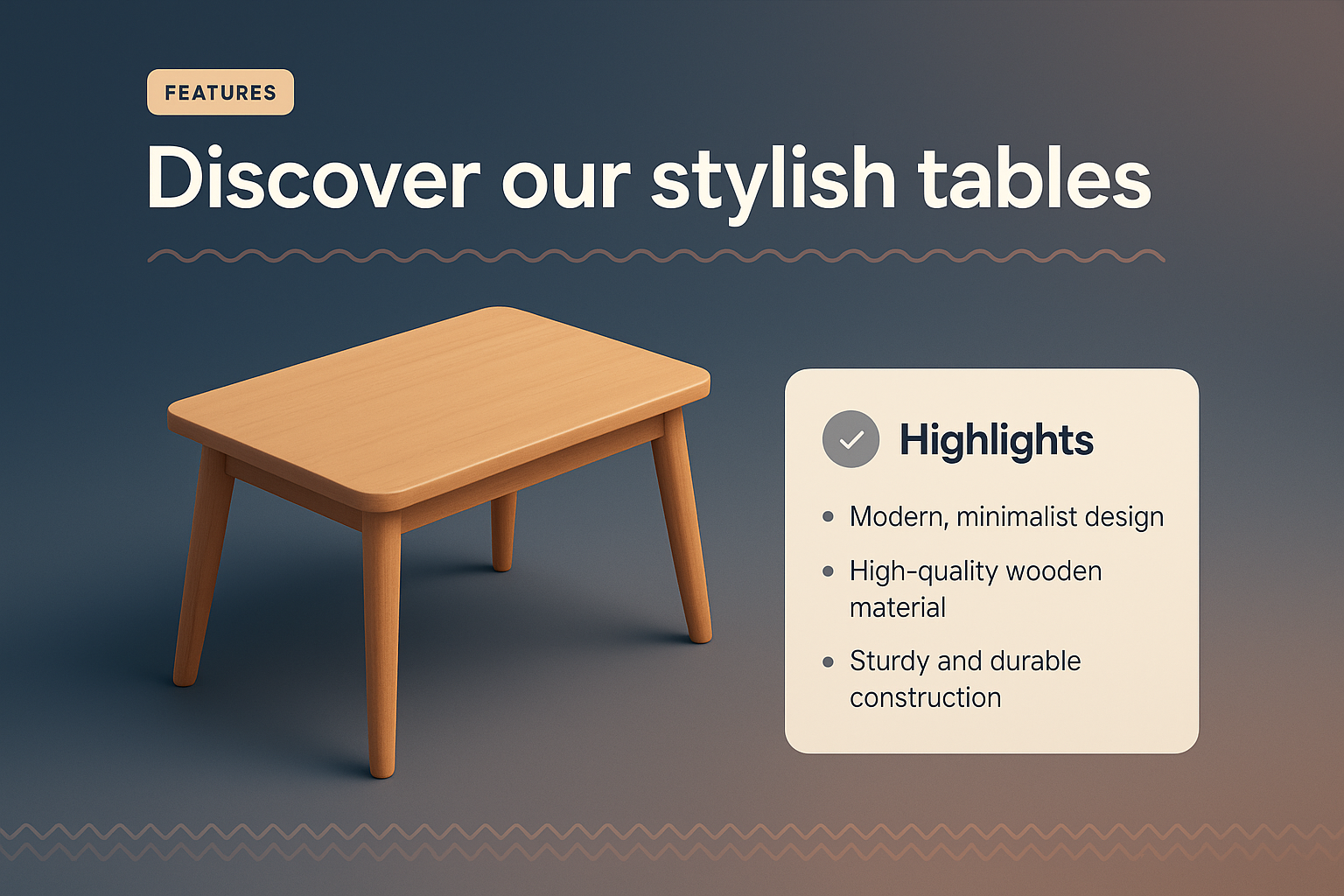 Stylish 3D Table Icon with Features Highlight