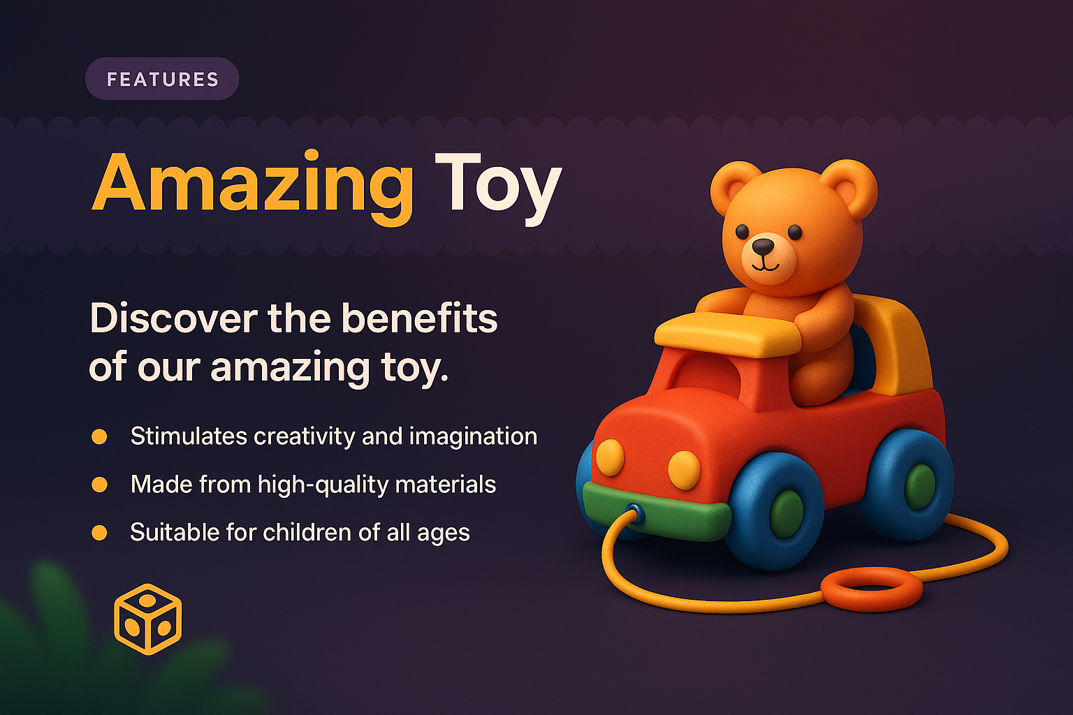 Stylish Toy Landing Page Design with Features