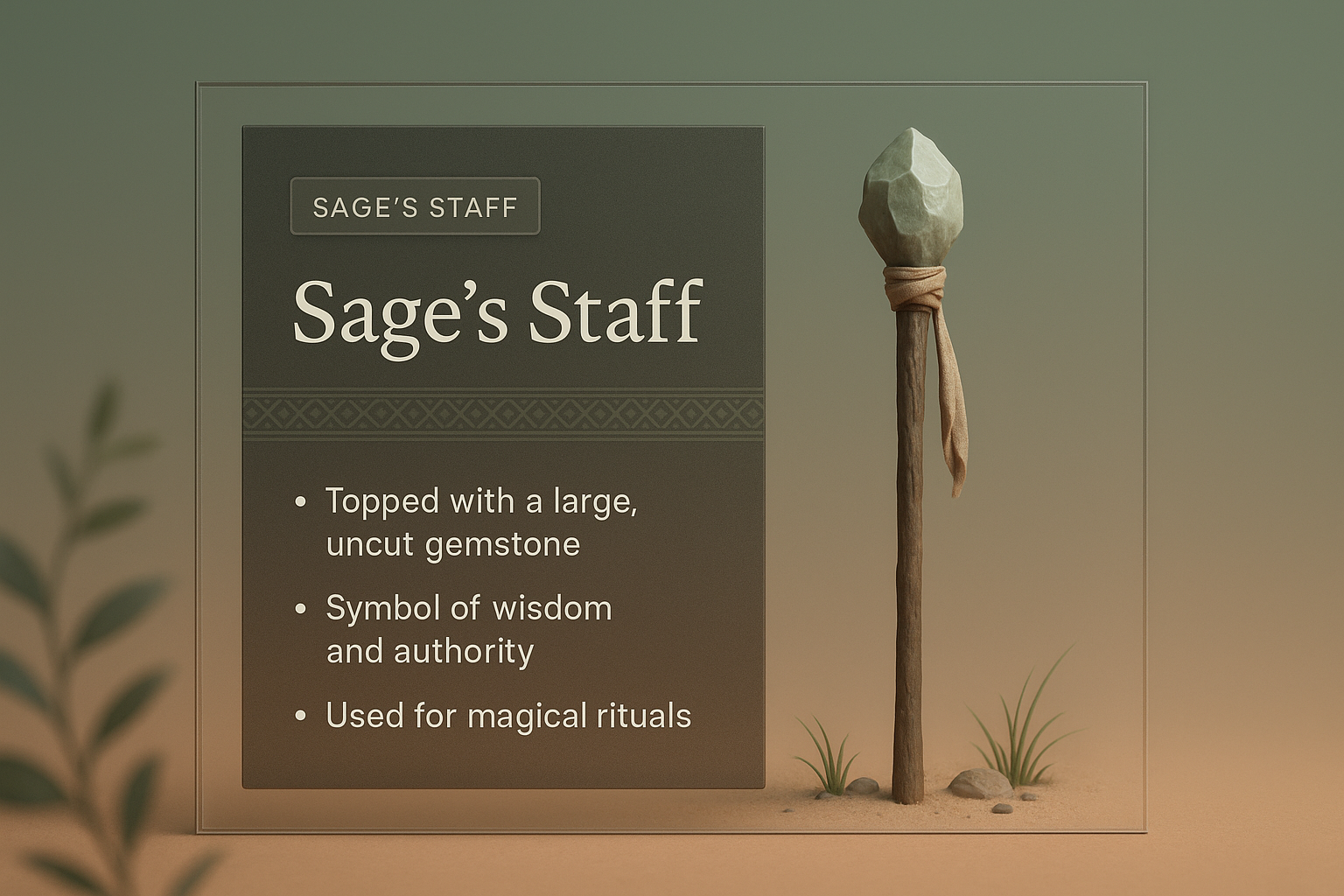 3D Illustration of Sage's Staff with Informative Overlay