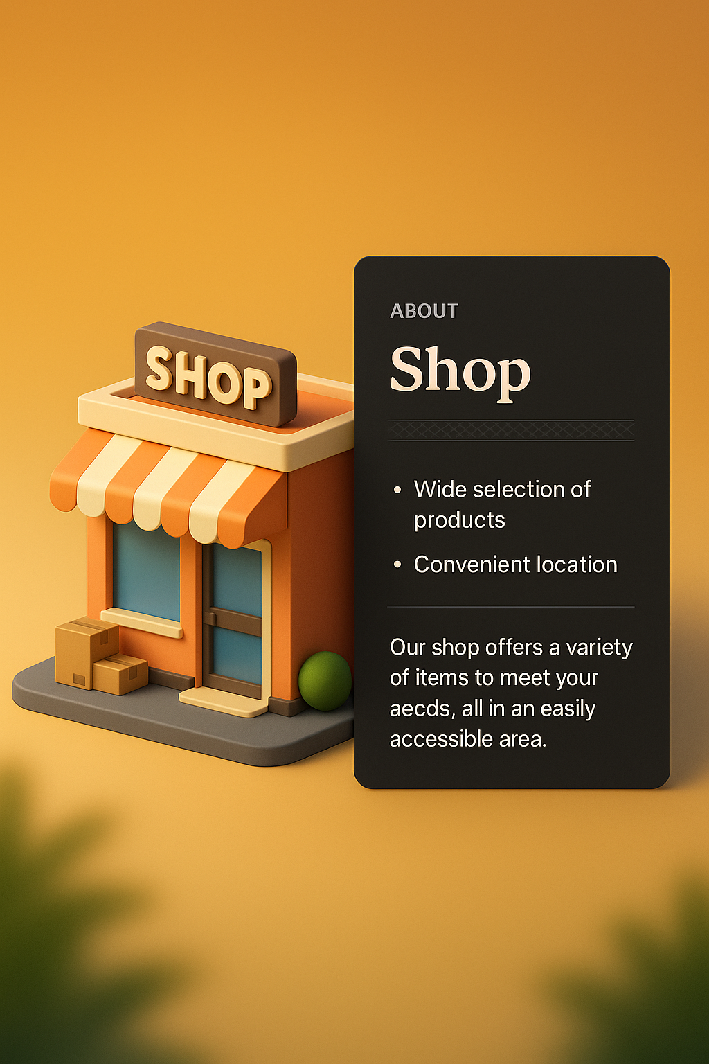 3D Shop Design with Integrated Text and Graphics
