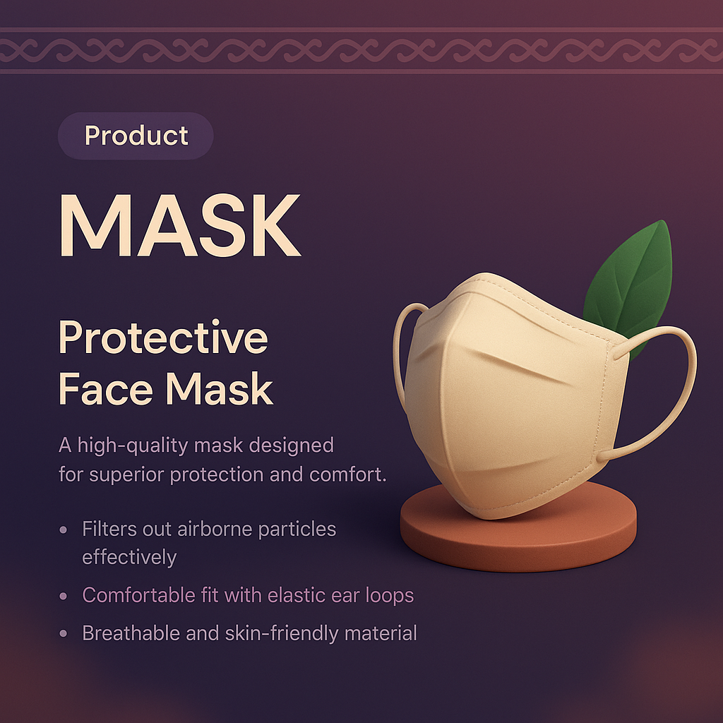3D Illustrated Face Mask Design with Features