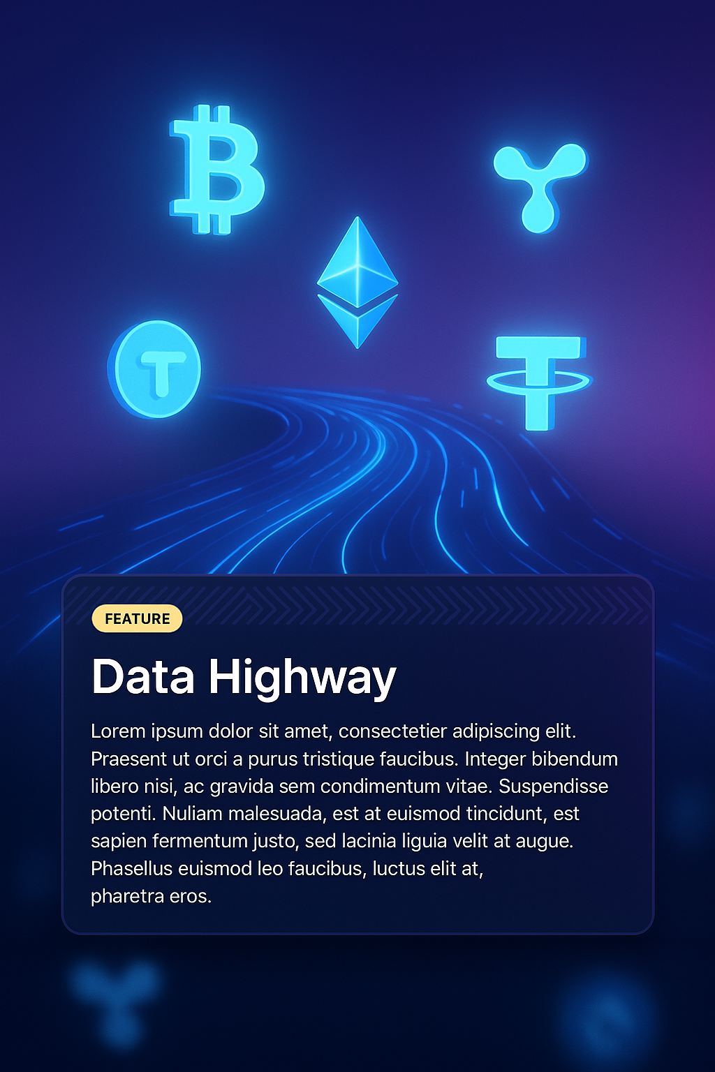 Illuminated Data Highway with Crypto Symbols
