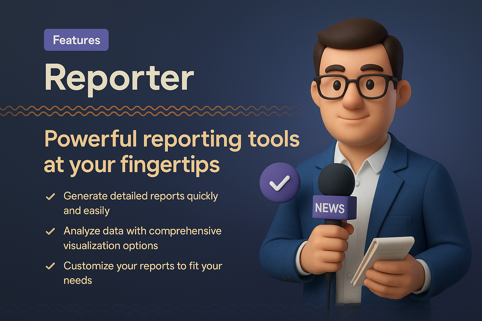3D Illustrated Landing Page Design for Reporter Features