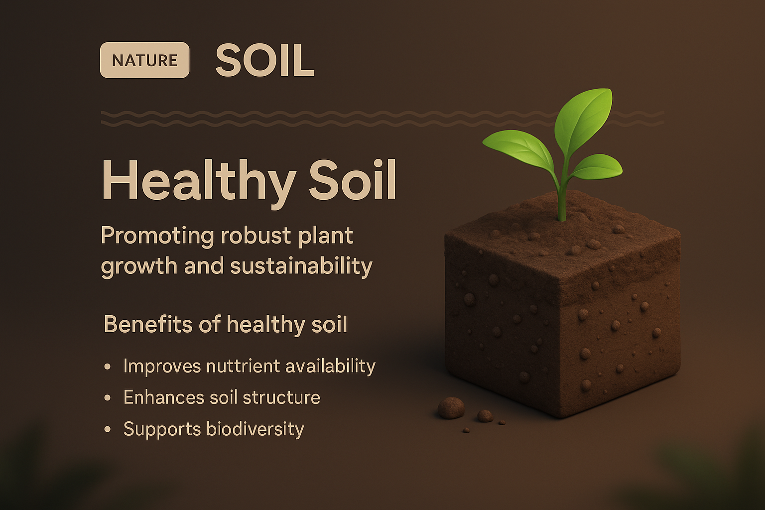 3D Illustration of Soil with Plant Growth Features