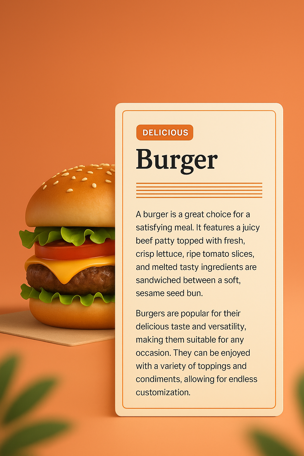 Delicious 3D Burger Illustration for Web Design