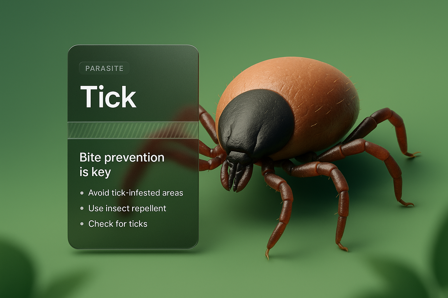 3D Illustration of Tick with Informative Panel