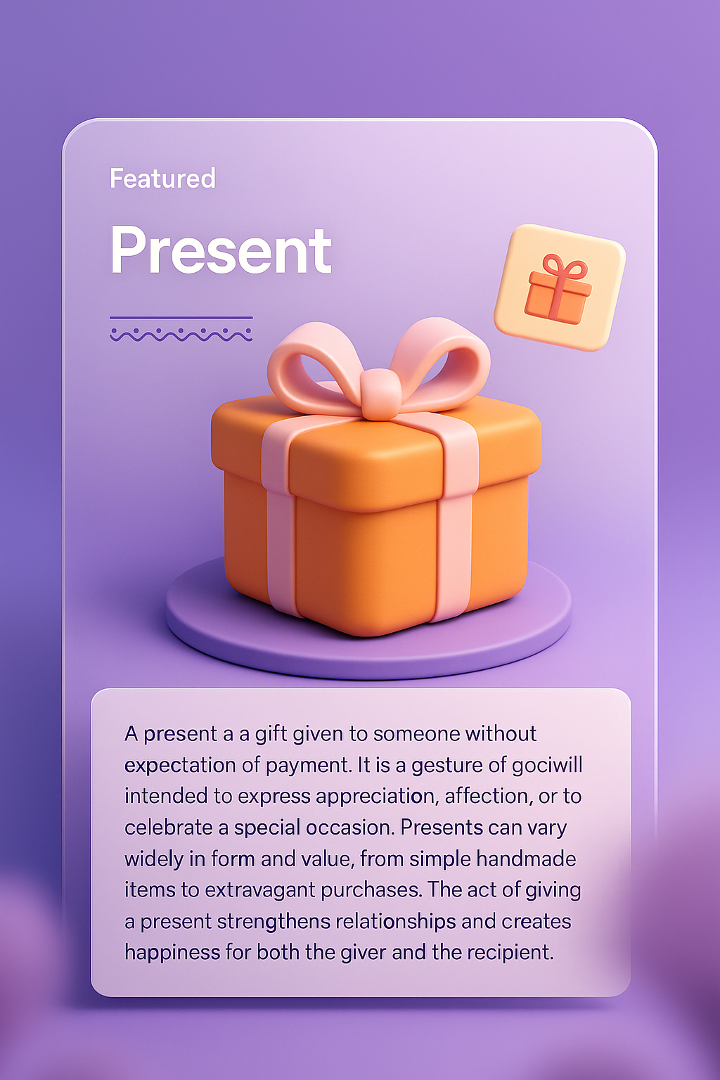3D Illustration of a Gift Box for Web Design
