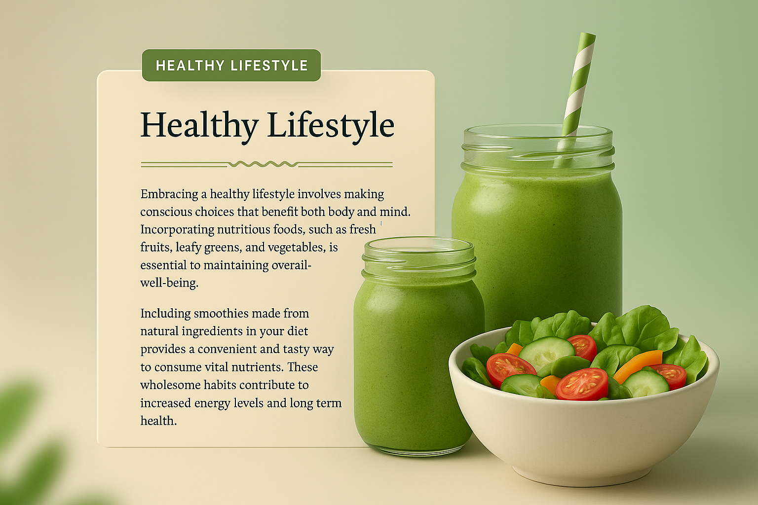 Vibrant Healthy Lifestyle with Salads and Smoothies