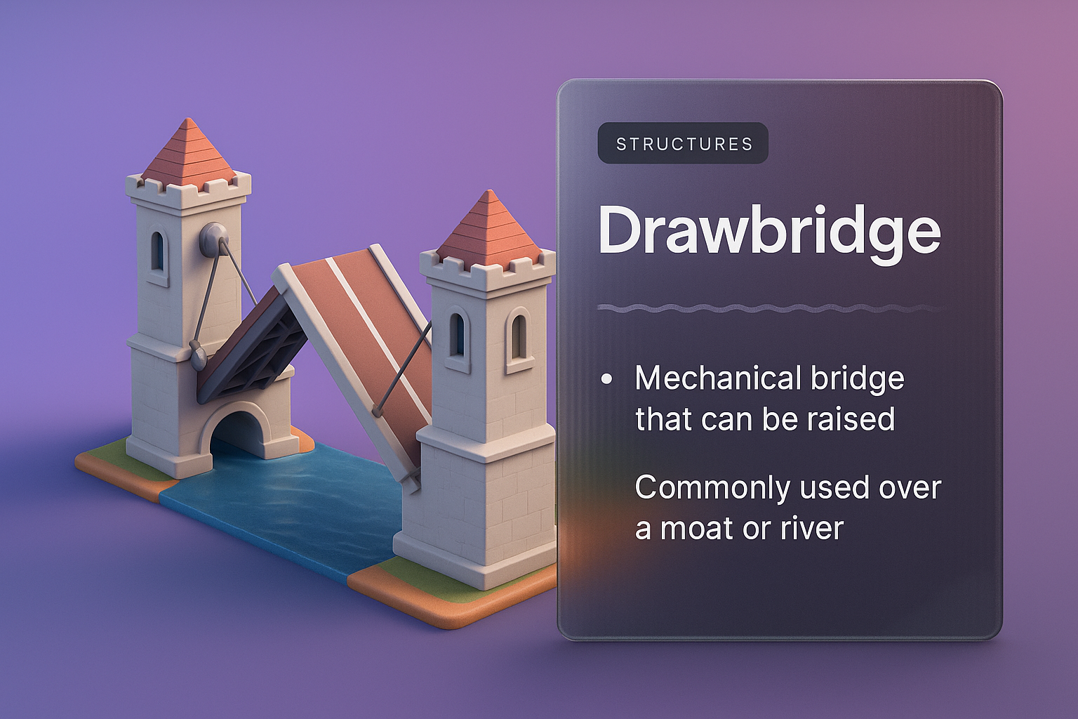 3D Illustration of a Drawbridge with Modern Design Elements