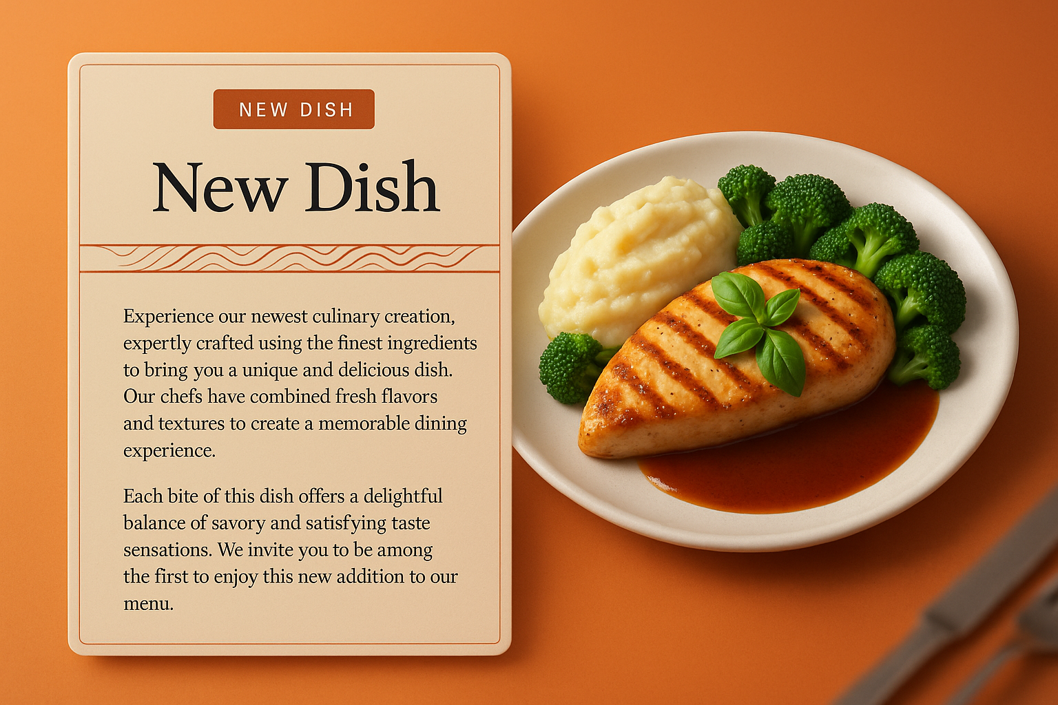 Delicious New Dish Banner Design with Culinary Focus