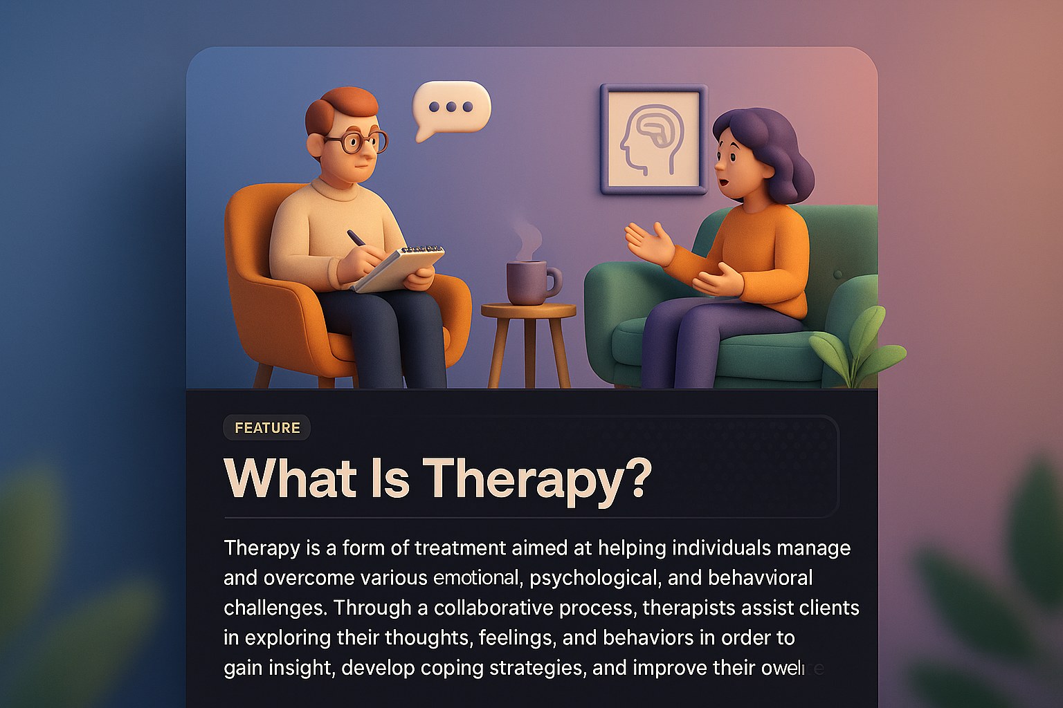 3D Therapy Design Illustration with Informative Block
