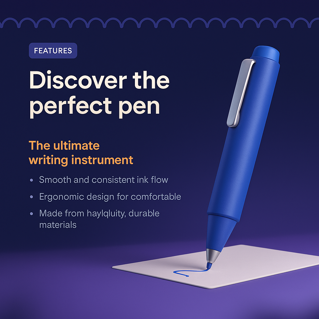 Landing Page Design Featuring 3D Illustration of a Pen