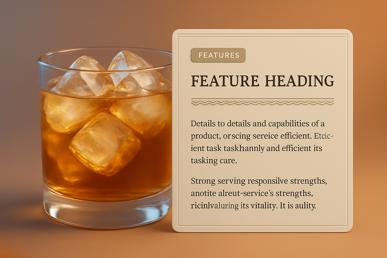 Refreshing Cocktail with Ice and Feature Block