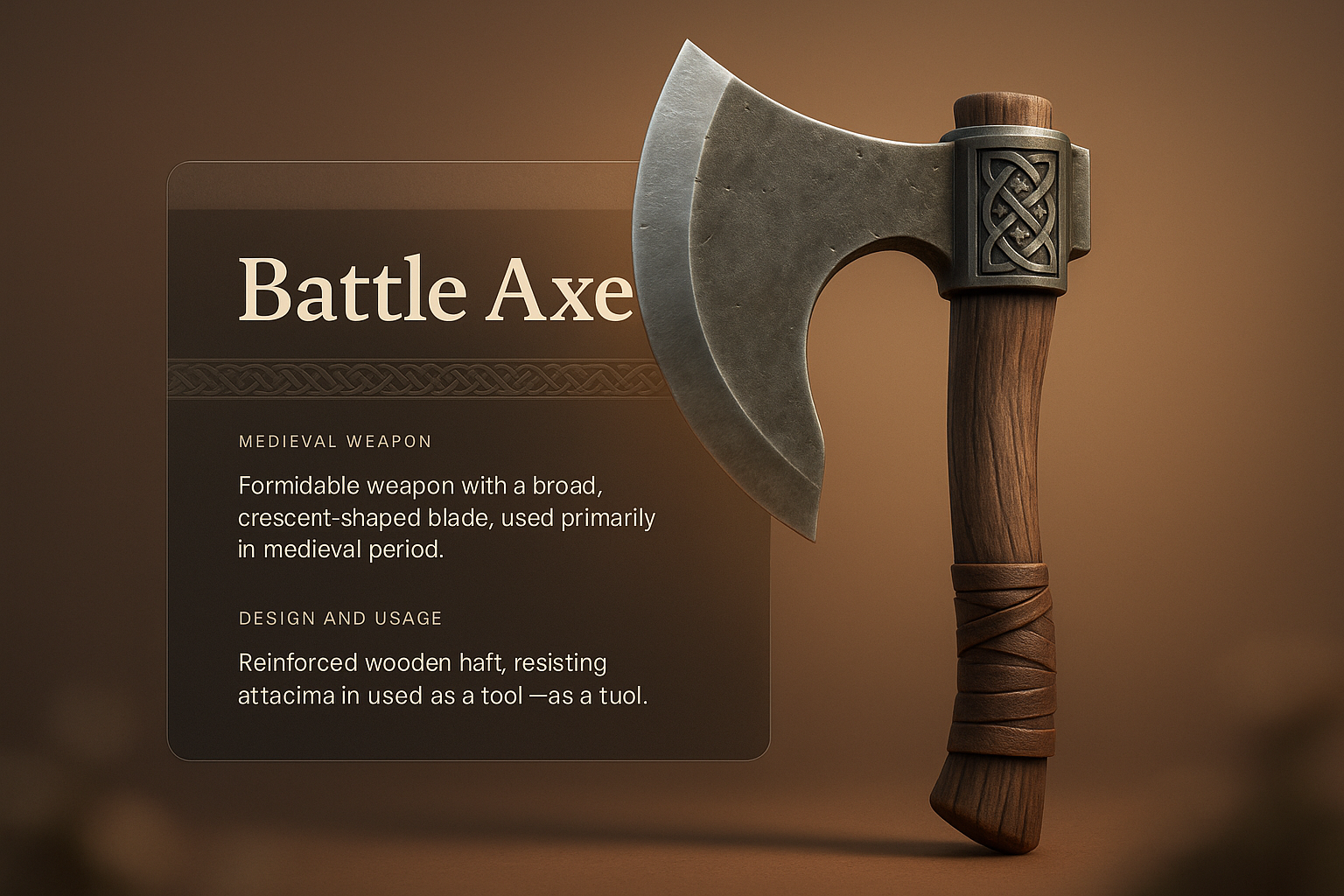 3D Design of a Medieval Battle Axe with Information Overlay
