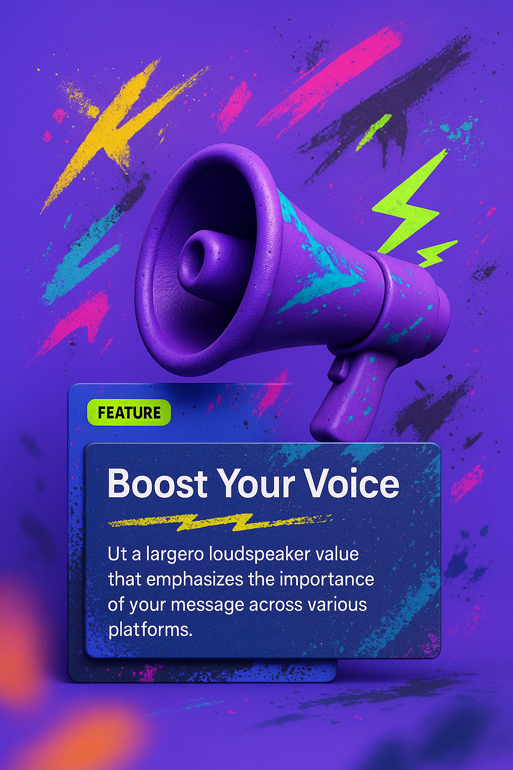 Vibrant Urban Street Art Poster with Loudspeaker Illustration