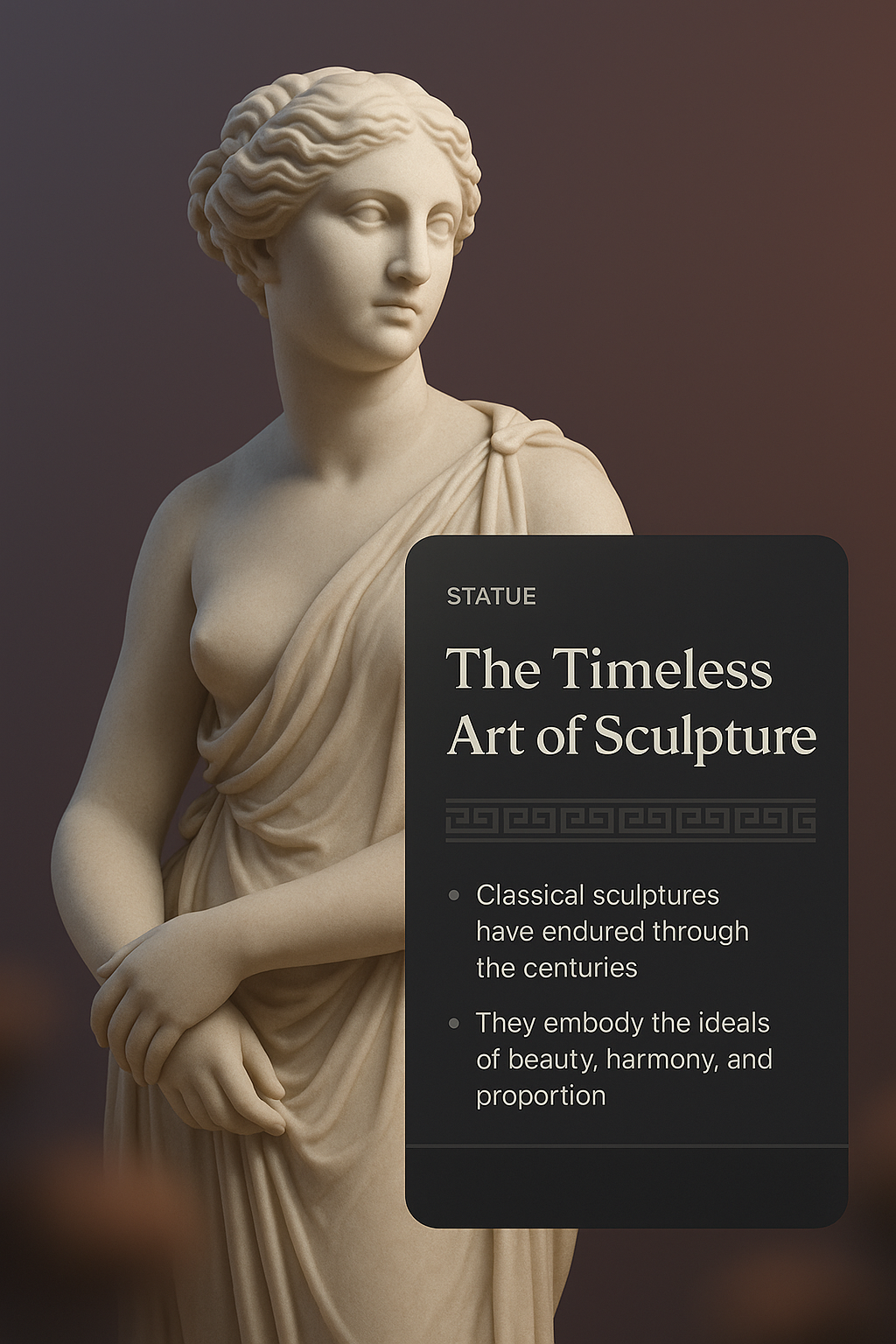 3D Statue Design with Integrated Text Elements