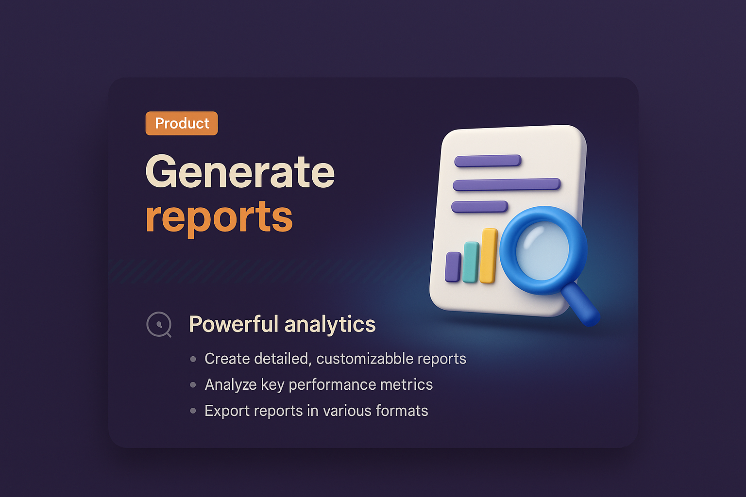 3D Landing Page Design for Report Generation Feature