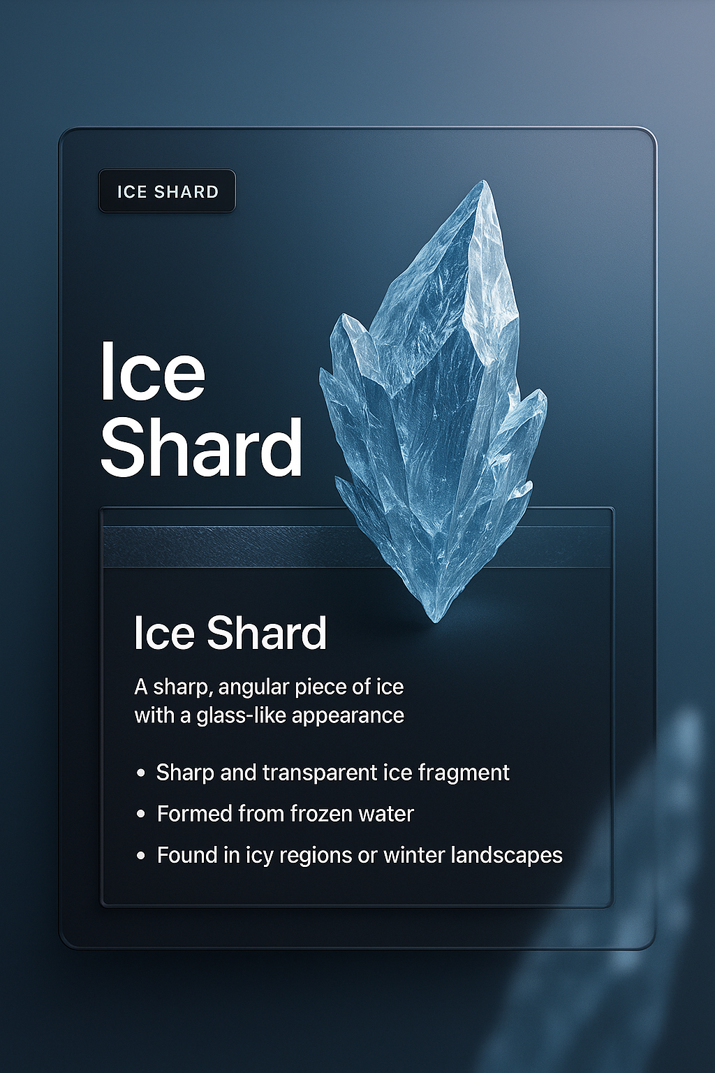 3D Ice Shard Illustration with Text Overlay