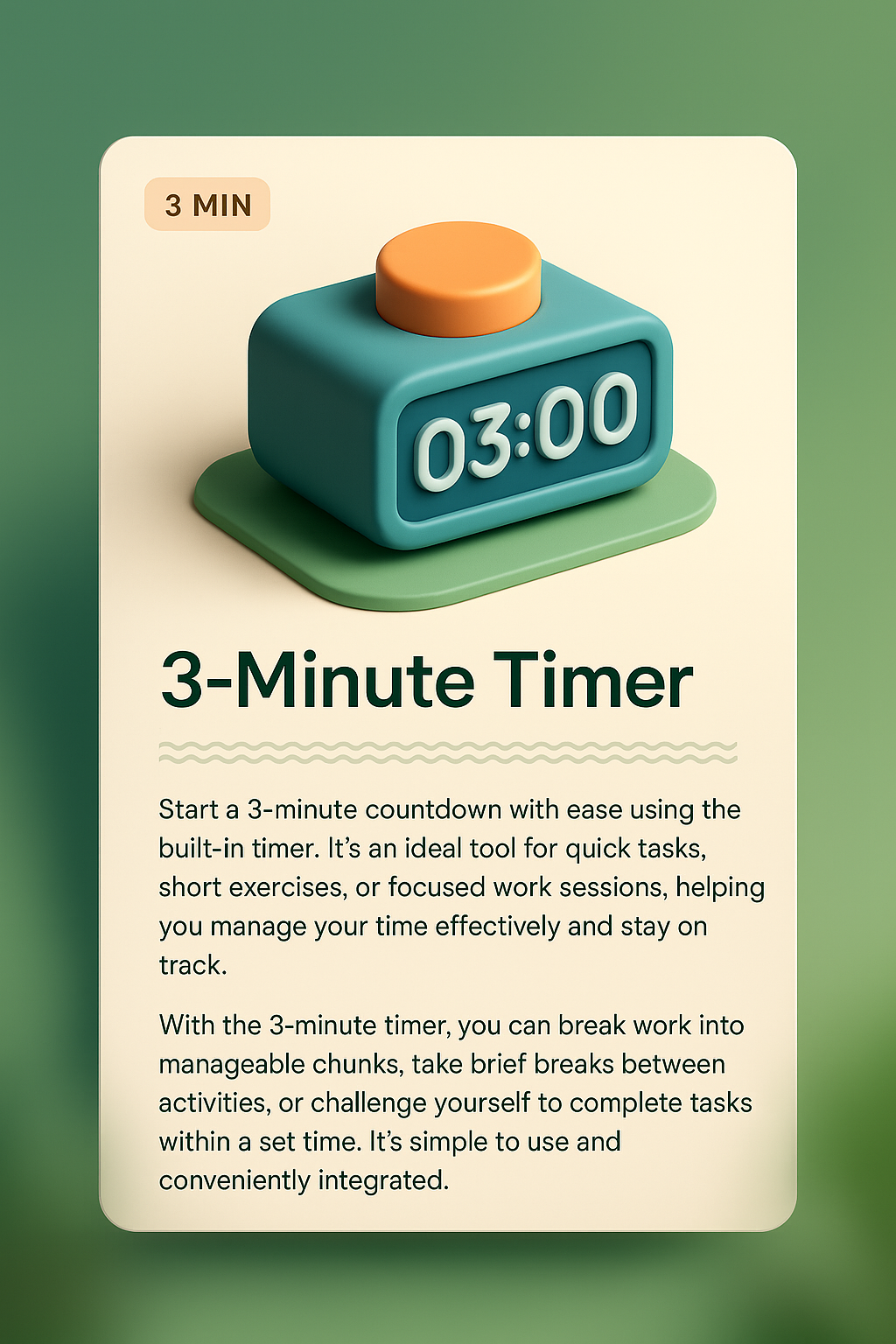 3-Minute Timer Web Page Design Concept