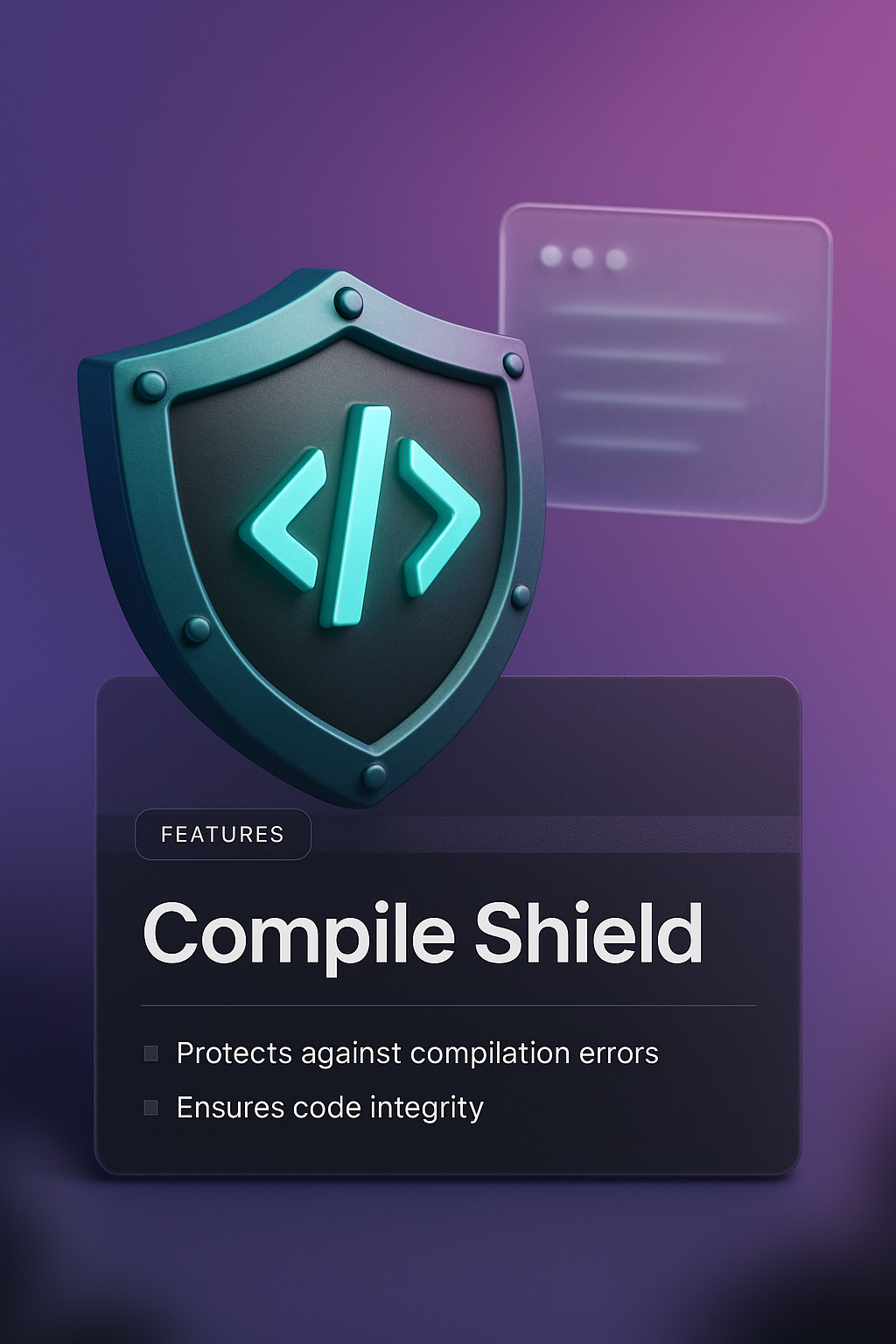 3D Compile Shield Illustration with Transparent Elements