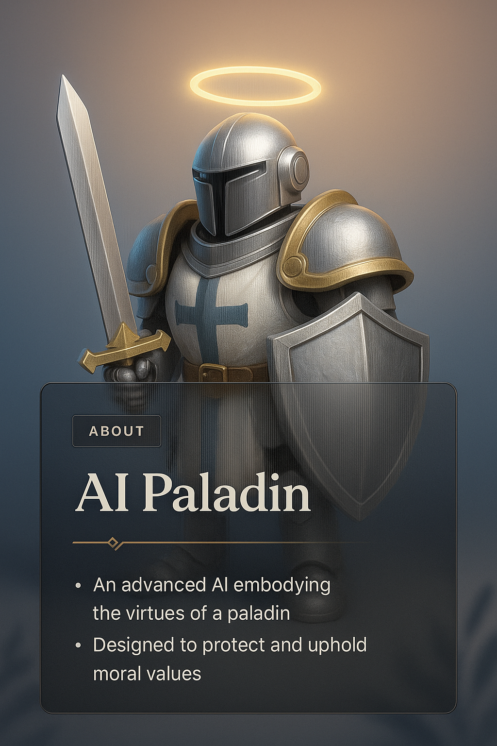 3D Illustration of AI Paladin with Stylish Web Design Elements