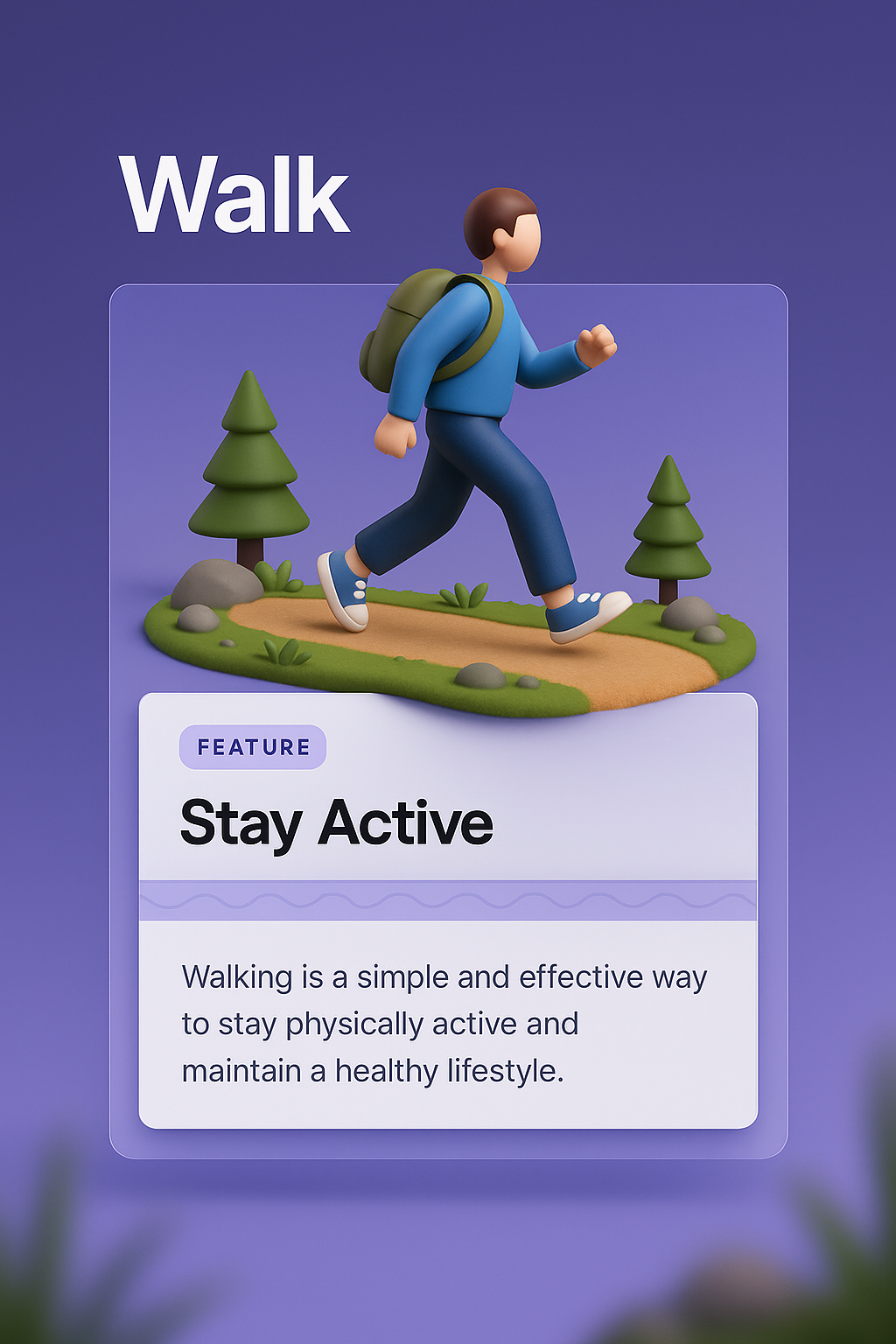 Interactive 3D Illustration of a Person Walking in Nature