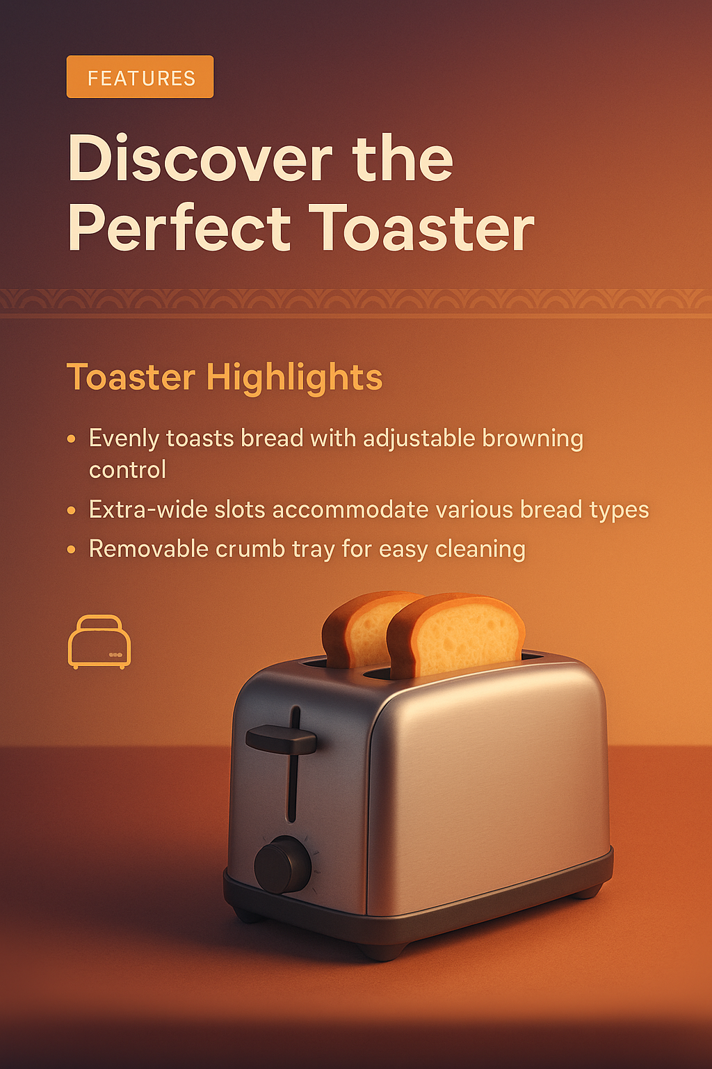 3D Toaster Landing Page Design Concept