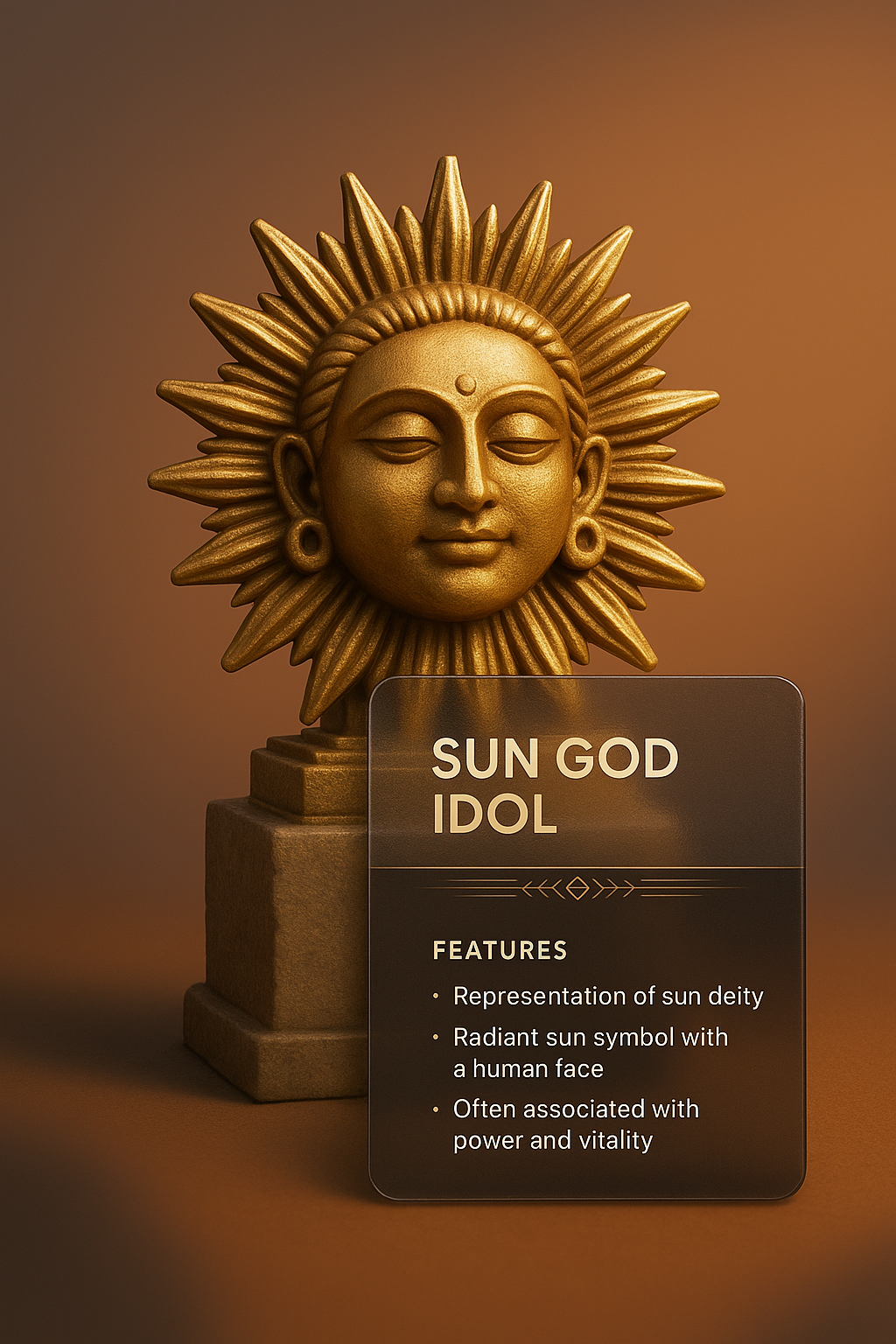 Stunning Sun God Idol with Detailed Features Display