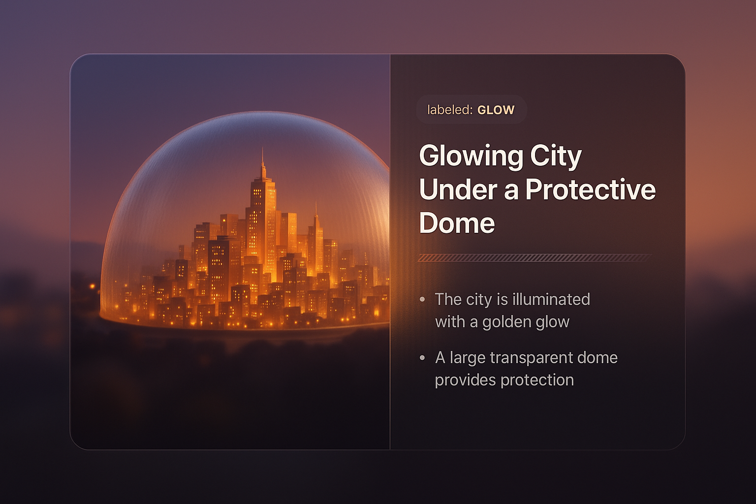 Glowing City Under a Protective Dome - 3D Illustration