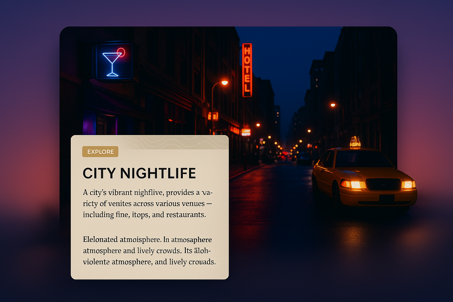 Vibrant City Nightlife with 3D Illustration